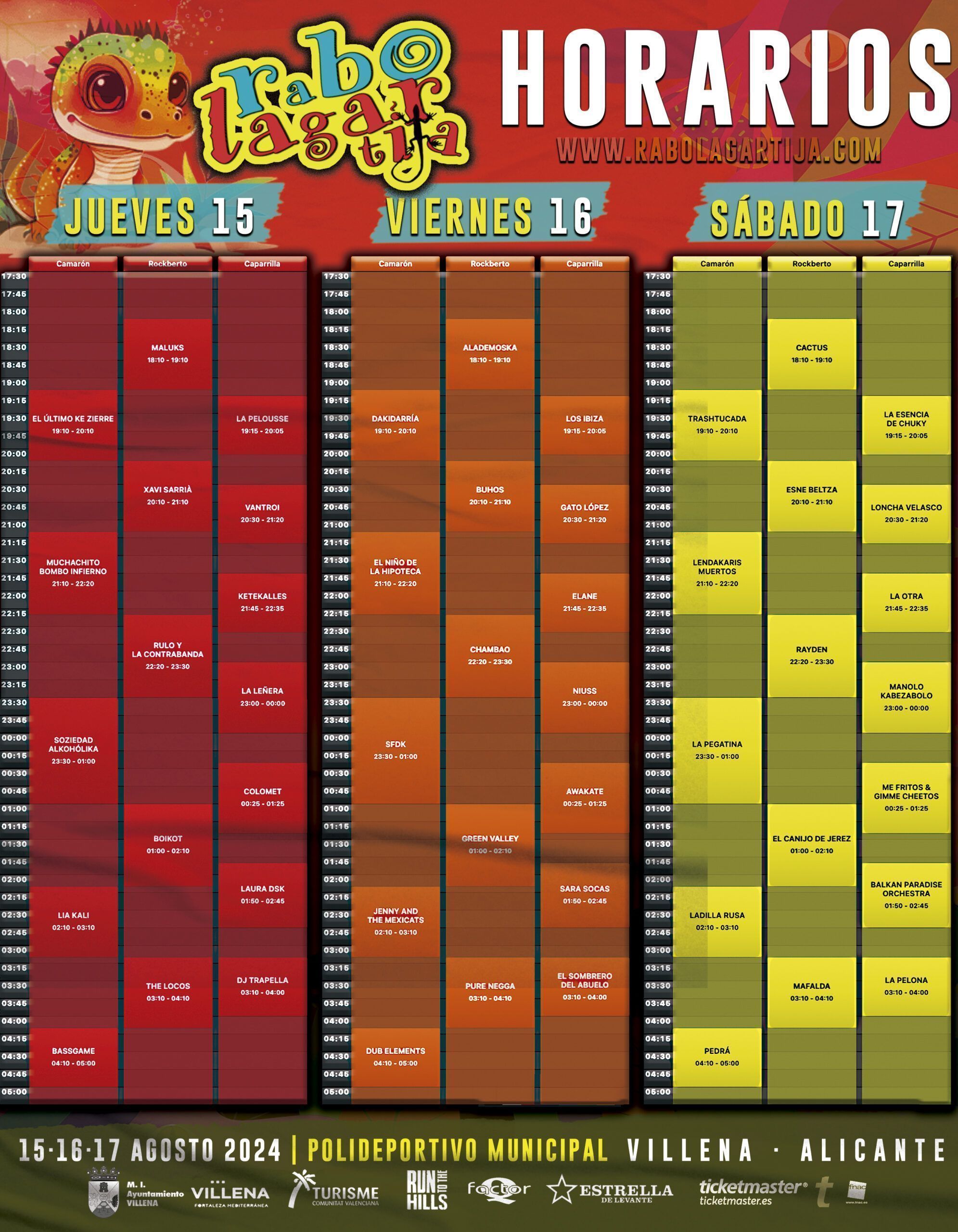 HORARIOS RABOLAGARTIJA 2024