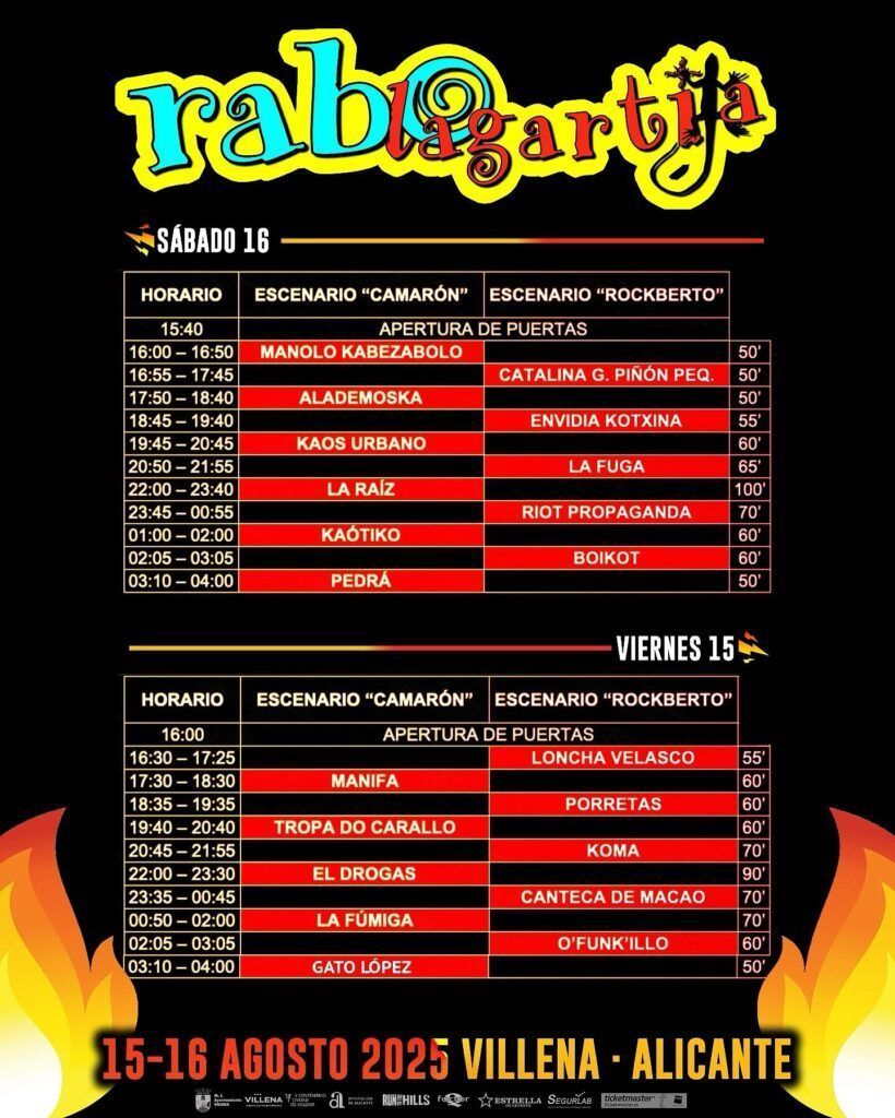 Horarios Rabolagartija 2025